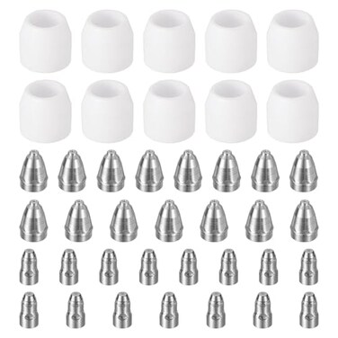 HARFINGTON 40pcs P80 Plasma Cutter Nozzle Electrodes and Shroud Cup Consumables Kit, 1.5mm Nozzle Tip