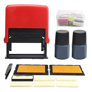 Hyuduo Adjustable Manual Date Coding Machine for Expiry Dates, Portable Ink Date Printer with Stamping Function, Handheld Date Code Labeling Equipment for Flat and Curved Surfaces