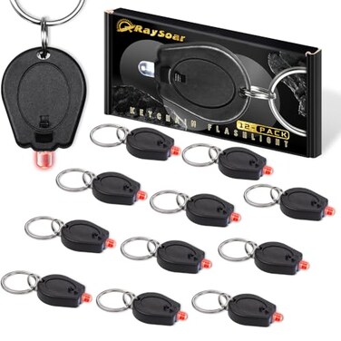 RaySoar 12 Pack Ultra Bright Red LED Keychain Flashlight, Red Keychain Flashlight for Night Observation