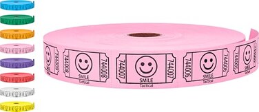 Tacticai 2000 Smile Raffle Tickets, Single Roll, Pink