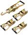 QWORK Ratchet Tie Down Buckle with Long Single Hook, 4Pack 2" Tie-Down Ratchet Straps Finger J-Hooks, Cargo Truck Security