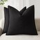 Foindtower Linen Solid Decorative Throw Pillow Covers 20x20 Inch Black