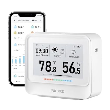 INKBIRD IBS-TH5 WiFi Thermometer Hygrometer, 9-in-1 with E-Ink Display