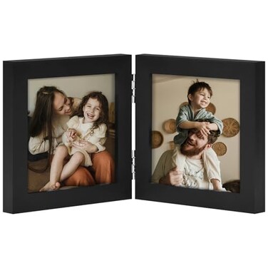 decorUhome Double 4x4 Picture Frame Vertical, Black