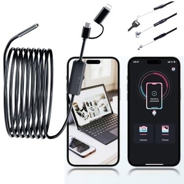 SINICROPE Endoscope Camera with Light for iPhone 17/16/15/14/13/12/11 Pro MaxiPad