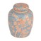 Creative Co-Op Decorative Ceramic Ginger Jar with Lid, Blue and Orange
