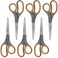 Westcott Titanium Bonded Scissors, Soft Handle, 8", Straight, Gray/Yellow, 6-Pack
