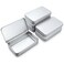 Thintinick 6 Pieces Rectangular Metal Hinged Tins Containers, Silver, 5.9x3.5x1.2