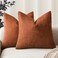 Foindtower Solid Textured Chenille Throw Pillow Covers 20x20,Burnt Orange