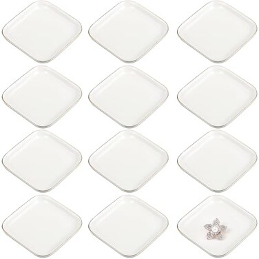 Shappy 12 Pcs Ceramic Ring Trinket Dish Bulk Jewelry Tray, Square