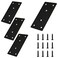 suiwotin 4pcs Metal Flat Straight Brace Bracket, 4'' x 2'' (L x W, Black