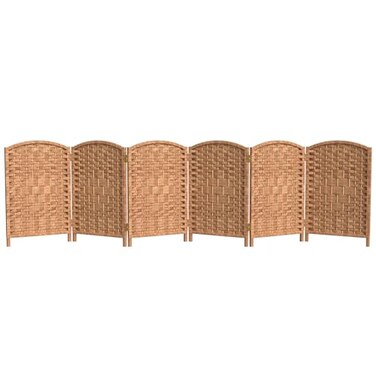 Red Lantern 2 ft. Short Diamond Weave Fiber Folding Screen - Natural - 6 Panel