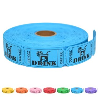 ESSENTIAL 1000 Raffle Tickets Rolls, Drink Tickets Single Roll