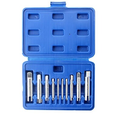 Flylin 10Pcs Screw Tap Extractor Set Broken Head Taps Remover Stripped Screw Tap