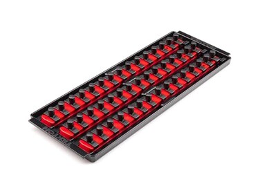 TEKTON 3/8 Inch Drive 3-Rail Socket Organizer Set, Red (45-ToolOST16145Made in USA
