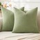 MIULEE Sage Green Chenille Couch Throw Pillow Covers, 18x18