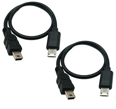MTUERANC USB OTG Cable, 2 Pack USB Micro Male to Mini USB 5 Pin Male Conversion Adapter Cable for Canon Cameras and Tablets (1Ft/30cm