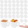 Amyhill 100 Pcs Mini Disposable Tea Cups with Handle, 2oz Hard Plastic Coffee Mug Bulk Plastic Square Disposable Espresso Cups for Wedding Tea Party Catering Dessert Sampling (White