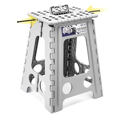 Delxo 17.5 Inch Folding Step Stool,Foldable Step Stool for Adults Grey