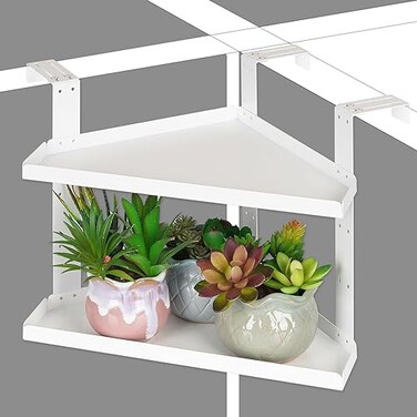 Olpchee 11 Inch 2-Tier Hanging Cubicle Shelf with Adjustable Hooks, Metal Organizer