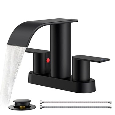 FORIOUS Bathroom Faucet 4 Inch Centerset 2 or 3 Hole Waterfall Matte Black