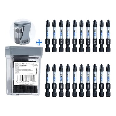 toolant PH2 Phillips Impact Bit Set, 2 Inch, 20-Piece, Magnetic