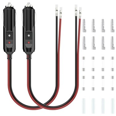 BFXM 12V Cigarette Lighter Plug with 16AWG 1FT Wire (2 Pack