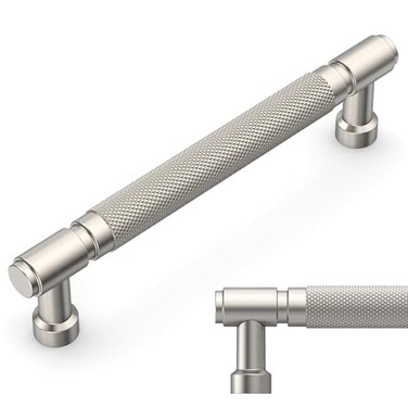 Amerdeco 10 Pack Brushed Satin Nickel knurled Cabinet Pulls 5