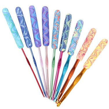 Coopay Warm Crochet Hook, Ergonomic Crochet Hook Set Soft Grip-Starry Night