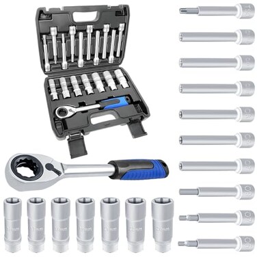 JEUCLEL 18PCS Steering Hub Suspension Shock Absorber Strut Nut Removal Socket Kit