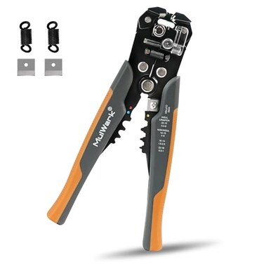 MULWARK 3-In-1 Multi Self Adjusting Wire Stripper/Cutter/Crimper - 8-Inch Universal Wire Stripper for Wire Stripping, Cable Cutting, Crimping Tools from 10 AWG to 24 AWG