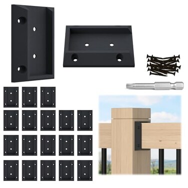 Muzata 20 pcs Deck Railing Brackets Connectors for 2x4 Wood Post WT11