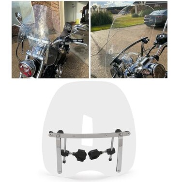 ECOTRIC 19"x17" Universal Motorcycle Clear Windshield Durable