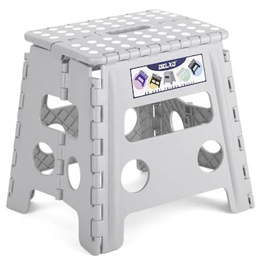 Delxo Folding Step Stool 13 Inch,300 Lbs Step Stool for Adults Grey