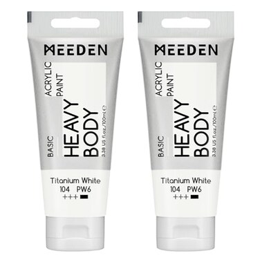 MEEDEN Titanium White Acrylic Paint: 100ml/3.38oz, 2 Pack