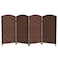 Red Lantern 3 ft. Short Diamond Weave Fiber Folding Screen - Dark Mocha - 4 Panel