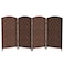 Red Lantern 3 ft. Short Diamond Weave Fiber Folding Screen - Dark Mocha - 4 Panel