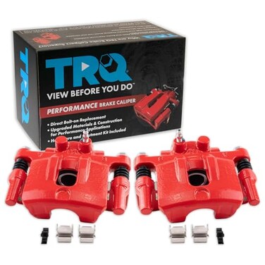 TRQ Performance Rear Brake Caliper Set Painted Red Brackets