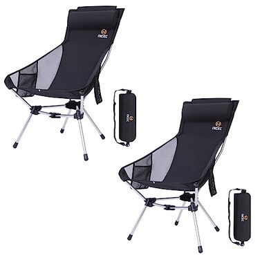 Nice C Ultralight Compact High Back Backpack Camp Chair (2 Black