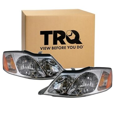 TRQ Headlight Set Halogen 2 Piece Chrome