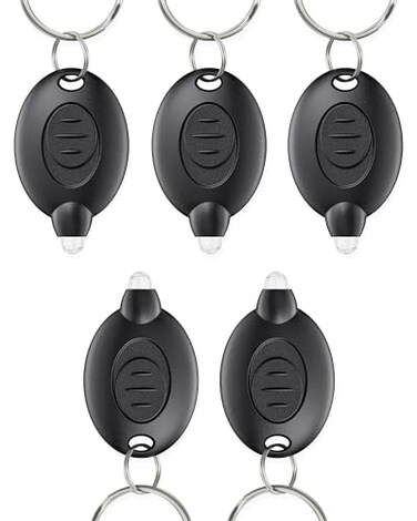Uniclife 5 Pack LED Keychain Flashlight Black Shell Mini LED Keychain Light