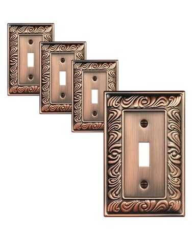 treewell 4-Pack Paisley Pattern Single Toggle Light Switch Cover Plate, Metal Plate