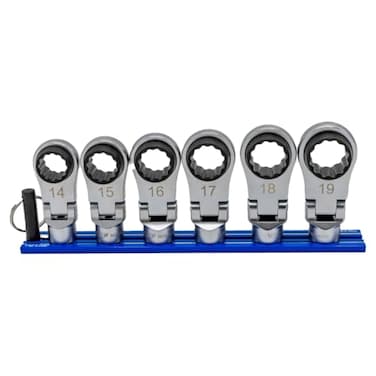 VIM Tools VIM 6 PC. 12PT Nano Flex Offset RATCHETING Attachment Set - 3/8" Drive (14-19MM