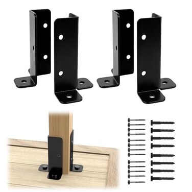 Muzata 4Pack Adjustable Post Base Brackets for Heavy Duty Wood Fence WT32
