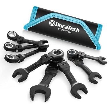 DURATECH Stubby Flex-head Ratcheting Wrench Set, 8-Piece, Metric