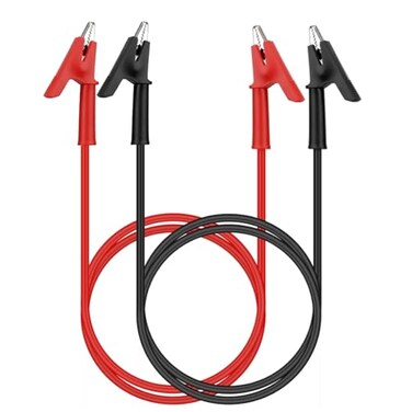 AEDIKO 2pcs Alligator Clips Test Leads Set Dual Ended 15A Test Lead Wire Cable with Insulators Clips with Protective Jack Copper Clamps for Electrical Testing 3.3 ft/1m