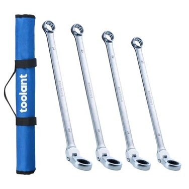 toolant 4PCS Extra Long Ratcheting Wrench Set Flex Head Metric 21-24mm
