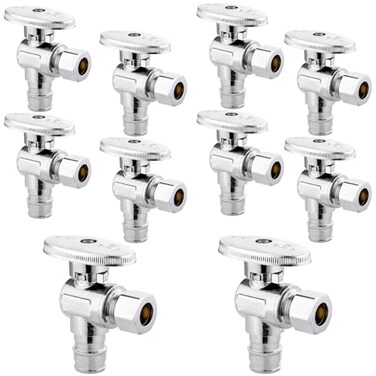 HeSun 10PC 1/2" PEX-A Expansion x 3/8" OD Compression Angle Stop Valve