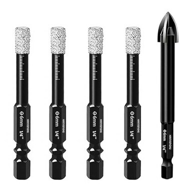 XIANFENGHU Dry Diamond Core Drill Bits Set, 1/4" Tile Hole Saws 5 PCS