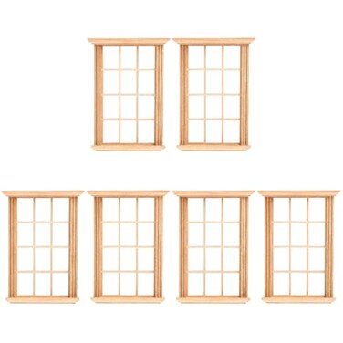 Angoily 1: 12 Scale Dollhouse Windows, 6 Pcs 4.5" Simulated Twelve Lattice